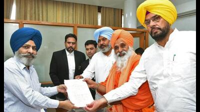 Balbir Singh Seechewal filing his nomination papers for Rajya Sabha from Punjab. Balbir Singh Seechewal filing his nomination papers for Rajya Sabha from Punjab.
