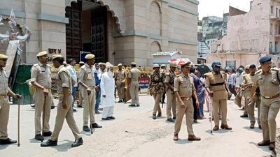Police personnel at Gyanvapi Mosque Complex. (ANI) Police personnel at Gyanvapi Mosque Complex. (ANI)