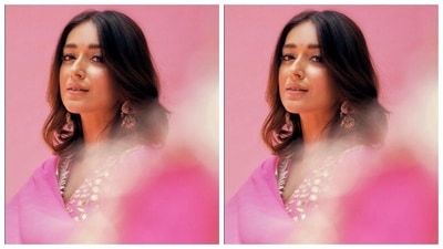 Ileana teamed a long pink kurta with a long flowy embellished pink skirt. The kurta came with a plunging neckline and sequined in silver mirror work. Ileana added more grace to her look with a pink silk dupatta decorated in silver zari work at the borders. (Instagram/@ileana_official)