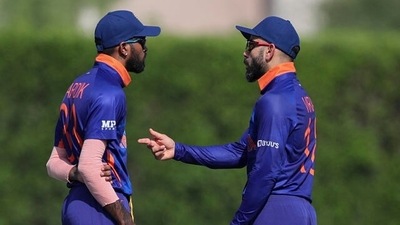File photo of Hardik Pandya and Virat Kohli (AP) File photo of Hardik Pandya and Virat Kohli (AP)