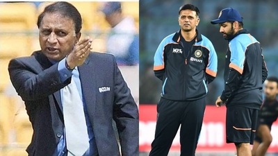 Sunil Gavaskar; Rohit Sharma with Rahul Dravid
