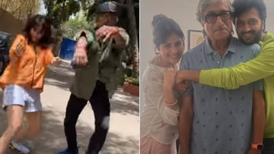 Shakti Kapoor with Riteish Deshmukh and Genelia D'Souza. Shakti Kapoor with Riteish Deshmukh and Genelia D'Souza.