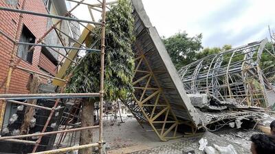 Four labourers were critically injured after an under-construction portico at St Martha’s Hospital in Bengaluru collapsed on Tuesday, police said. (HT ) Four labourers were critically injured after an under-construction portico at St Martha’s Hospital in Bengaluru collapsed on Tuesday, police said. (HT )