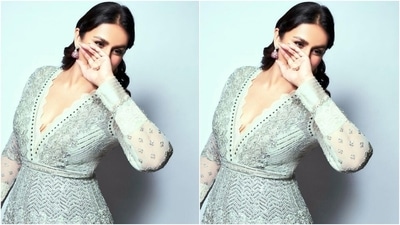 Huma styled the anarkali with minimal accessories keeping in mind the heavy work done on the ensemble. She chose embellished juttis and dainty handcrafted earrings adorned with diamonds and ruby accents. (Instagram) Huma styled the anarkali with minimal accessories keeping in mind the heavy work done on the ensemble. She chose embellished juttis and dainty handcrafted earrings adorned with diamonds and ruby accents. (Instagram)