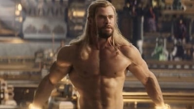 Chris Hemsworth in a still from Thor: Love and Thunder trailer. Chris Hemsworth in a still from Thor: Love and Thunder trailer. 