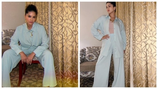 Sunny Leone is our fashion favourite. The actor keeps dropping major cues of fashion with every snippet she shares from her fashion photoshoots. Sunny’s sartorial sense of fashion is a win amongst her fans always. A day back, Sunny shared a slew of pictures and showed us how to merge style and formals into a stunning ensemble.(Instagram/@sunnyleone)