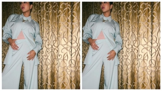 Sunny played muse to fashion designer house Iki Chic and picked an all-white ensemble for the indoor pictures.(Instagram/@sunnyleone)