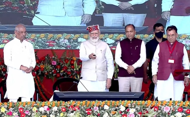 Prime Minister Narendra Modi releasing the 11th installment of 'PM Kisan Samman Nidhi', in Shimla. (BJP Twitter handle) Prime Minister Narendra Modi releasing the 11th installment of 'PM Kisan Samman Nidhi', in Shimla. (BJP Twitter handle)