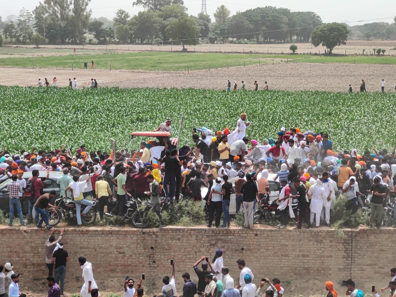 Visuals from the funeral procession of Sidhu Moose Wala. Visuals from the funeral procession of Sidhu Moose Wala.