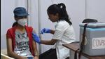 A beneficiary gets inoculated against Covid-19 at a vaccination centre, at Malad, in Mumbai on Wednesday. (Vijay Bate/ HT Photo) A beneficiary gets inoculated against Covid-19 at a vaccination centre, at Malad, in Mumbai on Wednesday. (Vijay Bate/ HT Photo)