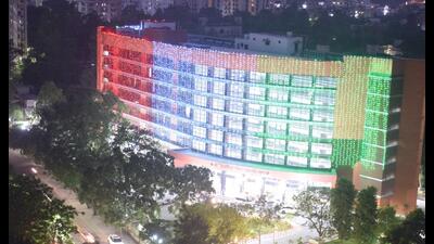 The VVIP guest house in Lucknow illuminated ahead of ground-breaking ceremony. (Sourced)