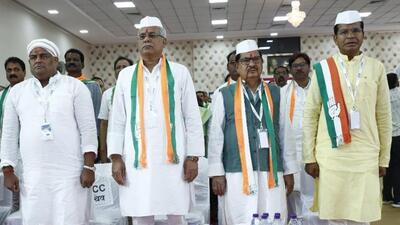 Chhattisgarh chief minister Bhupesh Baghel addressed the Congress’ Chintan Shivir in Raipur on Wednesday. (Twitter/Bhupesh Baghel) Chhattisgarh chief minister Bhupesh Baghel addressed the Congress’ Chintan Shivir in Raipur on Wednesday. (Twitter/Bhupesh Baghel)