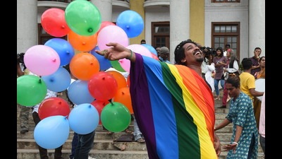 LGBTQ activists celebrating after the Supreme Court of India struck down Section 377 on Thursday, September 6, 2018. (Arijit Sen/HT Photo)
