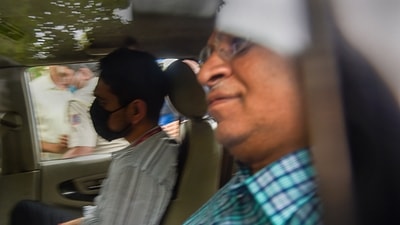 Delhi minister Satyendar Jain, arrested in connection with a money laundering case, being brought at the Rouse Avenue court, in New Delhi, Tuesday. (File photo) (PTI) Delhi minister Satyendar Jain, arrested in connection with a money laundering case, being brought at the Rouse Avenue court, in New Delhi, Tuesday. (File photo) (PTI)