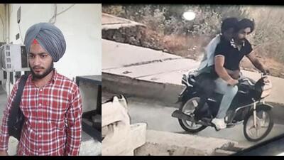 PRTC bus conductor Sahil Singh, who was robbed of ₹10,000 and a gold chain near Ladhowal toll barrier on the highway near Ludhiana on Wednesday morning. (Right) Two of the three robbers fleeing after committing the crime. (HT Photo) PRTC bus conductor Sahil Singh, who was robbed of ₹10,000 and a gold chain near Ladhowal toll barrier on the highway near Ludhiana on Wednesday morning. (Right) Two of the three robbers fleeing after committing the crime. (HT Photo)