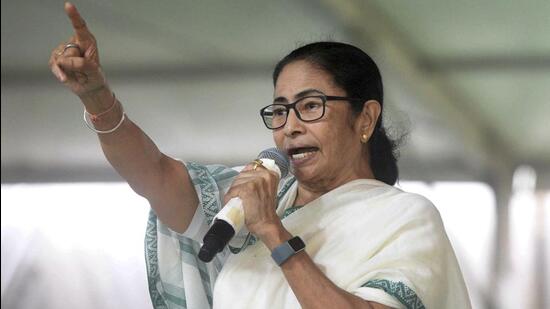 West Bengal chief minister Mamata Banerjee addresses TMC workers' meet, in Purulia (PTI)