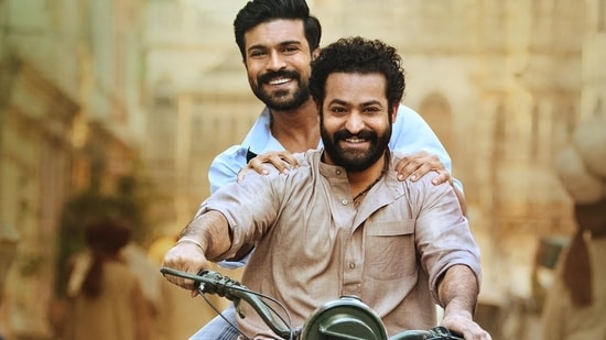 NTR Jr and Ram Charan in RRR, a film about a friendship between two freedom fighters in the 1920s.
