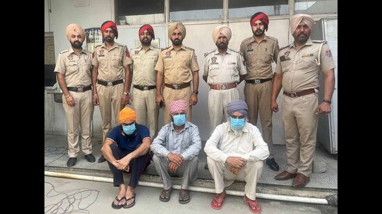 The accused in custody of Ludhiana police on Monday. (HT Photo)