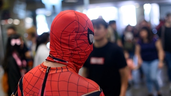 An Indian-origin man, donning a Spiderman costume, actively engaged the crowd for his YouTube channel. (AFP / Representational Image)