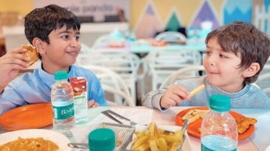 Kareena Kapoor posted this photo of Taimur Ali Khan and Laksshya Kapoor.