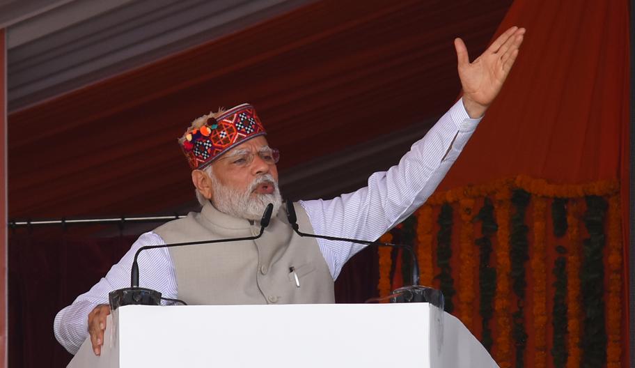 Prime Minister Narendra Modi addresses the gathering during a rally in Shimla on May 31, 2022. (Deepak Sansta/HT photo) Prime Minister Narendra Modi addresses the gathering during a rally in Shimla on May 31, 2022. (Deepak Sansta/HT photo)
