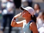 Tennis - French Open - Roland Garros: Poland's Iga Swiatek celebrates winning her quarter final match against Jessica Pegula of the U.S.