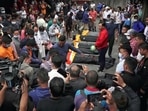 Final rites of victims of the Tara Air crash, which included four Indians and 16 Nepalis, performed in Kathmandu on Thursday, June 2, 2022. The last rites of the four Indians were performed at Pashupatinath Temple. (ANI Photo) Final rites of victims of the Tara Air crash, which included four Indians and 16 Nepalis, performed in Kathmandu on Thursday, June 2, 2022. The last rites of the four Indians were performed at Pashupatinath Temple. (ANI Photo)