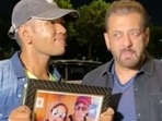 Salman Khan with a fan at the Mumbai airport.