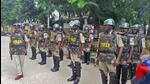 Police personnel stand guard in Hassan district, where a Janata Dal (Secular) leader was killed. (Agencies) Police personnel stand guard in Hassan district, where a Janata Dal (Secular) leader was killed. (Agencies)