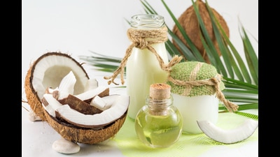 Coconut products with fresh coconut, Coconut milk and oil (Getty Images/iStockphoto) Coconut products with fresh coconut, Coconut milk and oil (Getty Images/iStockphoto)