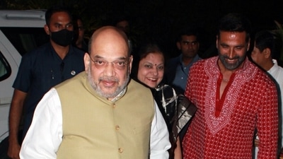 Union Home Minister Amit Shah arrives for the special screening of Samrat Prithviraj, in New Delhi on Wednesday. (ANI Photo) (Pallav Paliwal)