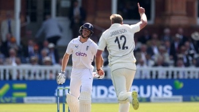 England's Zak Crawley looks dejected after being bowled out by New Zealand's Kyle Jamieson (Reuters)