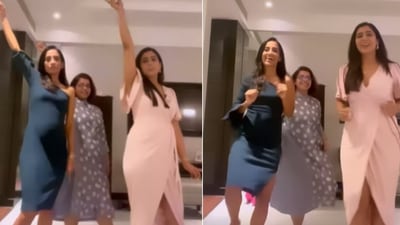 Ghazal Alagh and Vineeta Singh dancing. Ghazal Alagh and Vineeta Singh dancing.