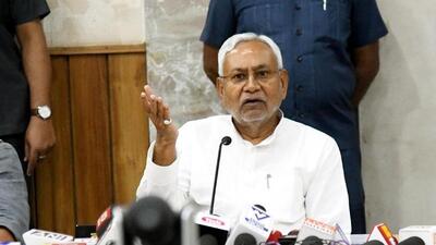 Bihar chief minister Nitish Kumar addressing a press conference after the all party meeting on the caste-based census in Bihar in Patna, Bihar. (HT Photo/Santosh Kumar)