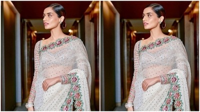 Earlier, Manushi had dropped another set of pictures of herself dressed in a saree. She chose an embellished ivory sheer saree and matching embroidered blouse, teamed with a sleek bun, minimal accessories and dewy glam. (Instagram) Earlier, Manushi had dropped another set of pictures of herself dressed in a saree. She chose an embellished ivory sheer saree and matching embroidered blouse, teamed with a sleek bun, minimal accessories and dewy glam. (Instagram)