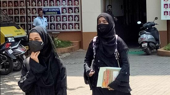 The authorities of Mangaluru University College near Hampanakatte have been sending back students who are wearing the hijab to campus. (PTI) The authorities of Mangaluru University College near Hampanakatte have been sending back students who are wearing the hijab to campus. (PTI)