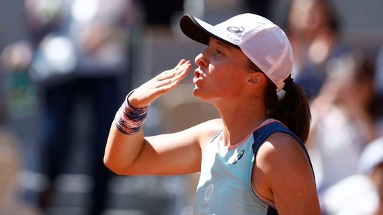 Tennis - French Open - Roland Garros: Poland's Iga Swiatek celebrates winning her quarter final match against Jessica Pegula of the U.S.(REUTERS)