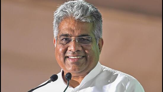 New Delhi: Union Minister for Environment, Forest and Climate Change Bhupender Yadav addresses the launch of 'Prakriti' and 'Green Initiatives on Plastic', at Parivesh Bhavan in New Delhi, Tuesday, April 5, 2022. (PTI Photo/Ravi Choudhary)(PTI04_05_2022_000075A) (PTI)