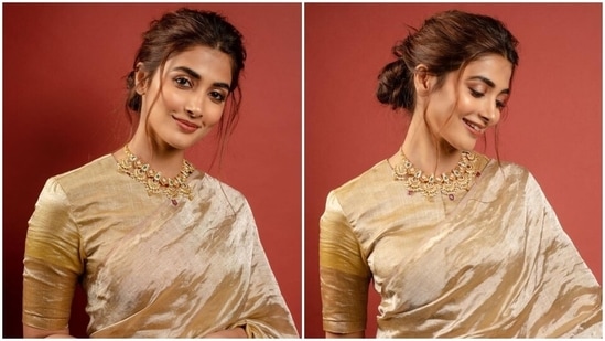 Pooja Hegde's gold linen saree worth <span class='webrupee'>?</span>40k is the regal wedding fashion pick your closet is missing: See pics(Instagram)