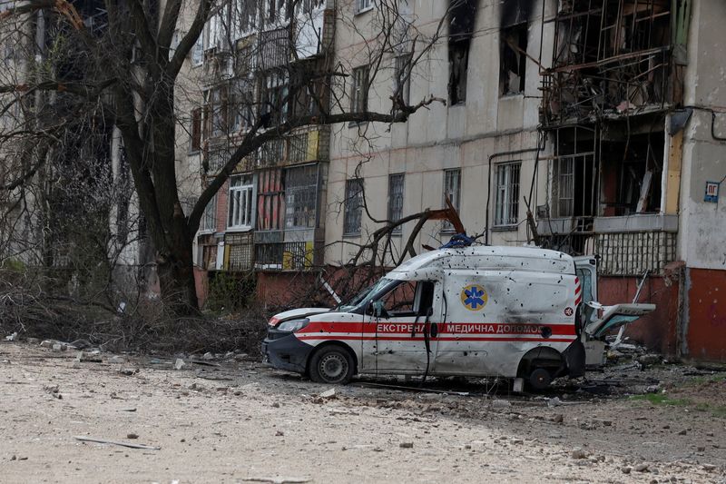 A view shows an ambulance car damaged by a military strike, as Russia's attack on Ukraine continues, in Sievierodonetsk,&nbsp; (Reuters file photo)
