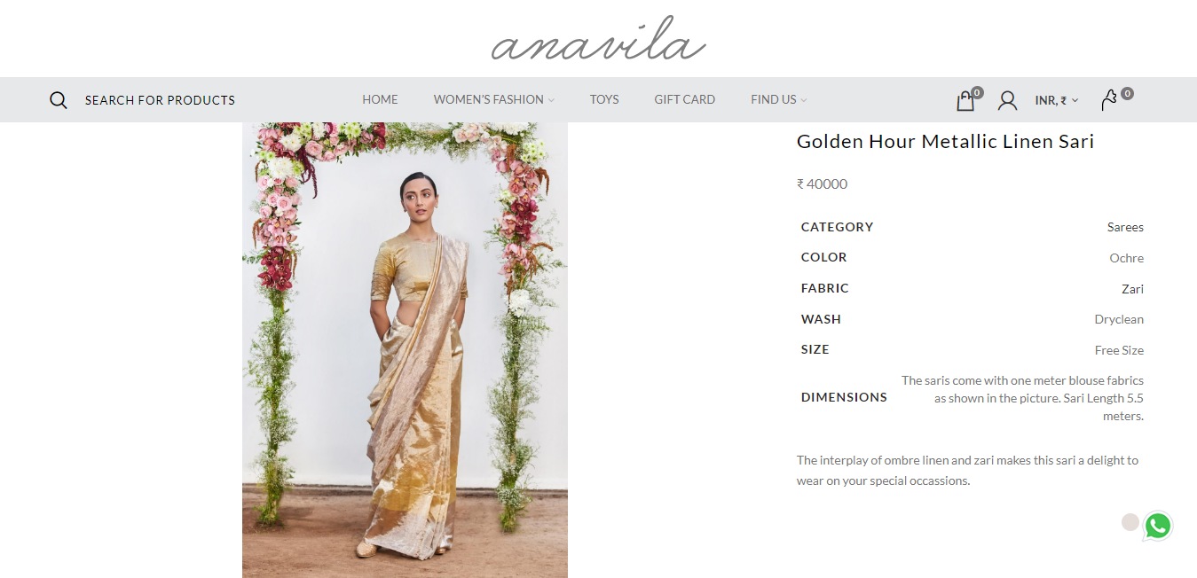 The price of saree Pooja Hegde wore.&nbsp; (anavila.com)