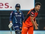 Umran Malik of the Sunrisers Hyderabad celebrates the wicket of David Miller of Gujarat Titans(IPL) Umran Malik of the Sunrisers Hyderabad celebrates the wicket of David Miller of Gujarat Titans(IPL)