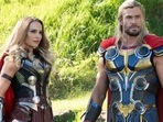 Natalie Portman and Chris Hemsworth in a still from Thor: Love and Thunder. Natalie Portman and Chris Hemsworth in a still from Thor: Love and Thunder.