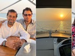 Chetan Bhagat, his family, Anupam Mittal and his wife Aanchal Kumar enjoy boat time. Chetan Bhagat, his family, Anupam Mittal and his wife Aanchal Kumar enjoy boat time.
