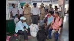 Police conducting checking at a platform of the Ludhiana railway station on Friday. (Harvinder Singh/HT) Police conducting checking at a platform of the Ludhiana railway station on Friday. (Harvinder Singh/HT)