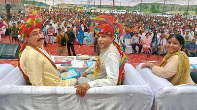 Himachal Pradesh CM Jai Ram Thakur during Maharana Pratap Jayanti celebrations in Kangra on Thursday. (CMO Himachal Twitter) Himachal Pradesh CM Jai Ram Thakur during Maharana Pratap Jayanti celebrations in Kangra on Thursday. (CMO Himachal Twitter)