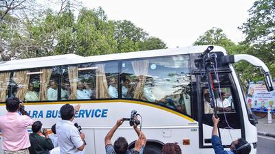 The Congress has shifted its MLAs to Udaipur ahead of Rajya Sabha elections next week. (PTI) The Congress has shifted its MLAs to Udaipur ahead of Rajya Sabha elections next week. (PTI)