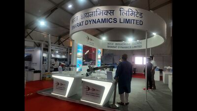 Bharat Dynamics Limited stall at IGP in Lucknow on Friday. (HT PHOTO)