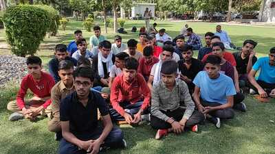 All 37 students studying at the District Institute of Education and Training (DIET) at Shahpur village in Karnal alleged that the government has taken this initiative to coach them for competitive exams but the teachers appointed for them are not professionals. (HT Photo)