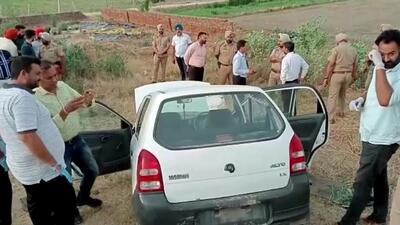 Police and forensic teams checking an Alto car that was abandoned by Sidhu Moose Wala's killers in Mansa district. (ANI FILE PHOTO) Police and forensic teams checking an Alto car that was abandoned by Sidhu Moose Wala's killers in Mansa district. (ANI FILE PHOTO)